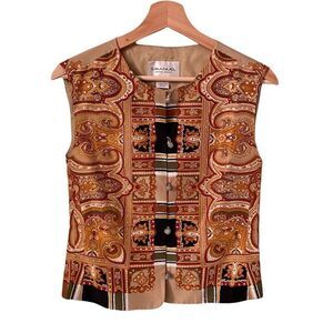Vintage Designer Emanuel Ungaro Paisley Print Front Button Vest in Size 12/46
